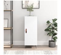 Sideboard White 34.5x34x90 cm Engineered Wood with Metal Legs 3-Compartment