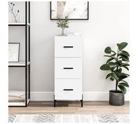 Sideboard White 34.5x34x90cm Engineered Wood 1 Drawer Modern StorageBlackHandles
