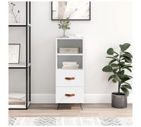 Sideboard White 34.5x34x90cm Engineered Wood with Metal Legs 2-Drawer Cabinet UK