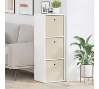Sideboard White 35x32x99.5cm Engineered Wood 3 Drawers Recessed Handles Modern.