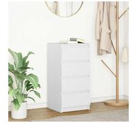 Sideboard White 37.5x35x76cm Engineered Wood 4-Drawer Slim Storage Cabinet Unit