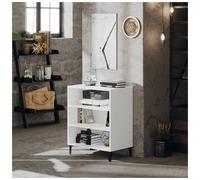 Sideboard White 57x35x70cm Engineered Wood Matte Tapered Legs Modern Storage UK