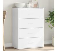 Sideboard White 60x31x84 cm Engineered Wood Modern Slim Storage Cabinet 3-DoorXL