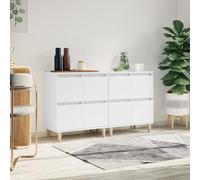 Sideboard White 60x35x70cm Engineered & Eucalyptus Wood 2pcs Set Modern Storage