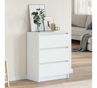 Sideboard White 60x35x76 cm Engineered Wood 3-Drawer Compact Storage Cabinet UK