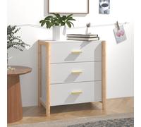 Sideboard White 62x38x70 cm Engineered Wood & Solid Pinewood Storage Modern Unit