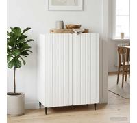 Sideboard White 66x34.5x92cm Engineered Wood Black Iron Legs 2 Door Storage Unit