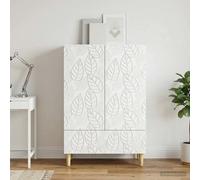 Sideboard White 66x34.5x95 Engineered Wood Vintage Eucalyptus Legs Storage Unit.