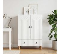 Sideboard White 66x34.5x95cm Engineered Wood 1 Drawer 2 Door Modern Slim Storage