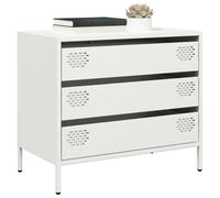 Sideboard White 68x39x58.5 cm Cold-Rolled Steel 3 Drawer Metal Cabinet SlimBoxXL