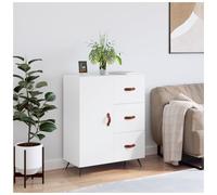 Sideboard White 69.5x34x90 cm Engineered Wood 3 Drawers 2 Doors Metal Legs Slim