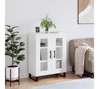 Sideboard White 69.5x34x90 cm Engineered Wood Glass Display Cabinet Metal Feet.