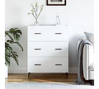 Sideboard White 69.5x34x90 cm Engineered Wood Metal Feet 3-Drawer Storage Slim