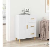 Sideboard White 69.5x34x90cm Engineered & Solid Eucalyptus Wood Storage Cabinet