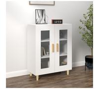 Sideboard White 69.5x34x90cm Engineered Wood 2 Doors Glass Front Modern Compact