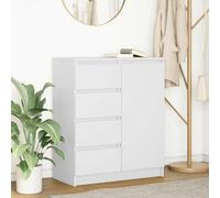 Sideboard White 71x35x84 cm Engineered Wood 1 Door 4 Drawers Compact Storage