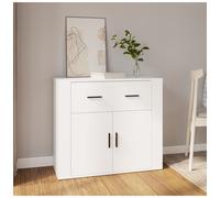Sideboard White 80x33x70cm Engineered Wood 2 Door 1 Drawer Modern Storage Slim