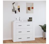 Sideboard White 80x33x70cm Engineered Wood Modern 1-Drawer Storage Cabinet Slim