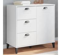 Sideboard White 80x40x80 cm Engineered Wood Industrial 3 Drawers 1 Door Sturdy.