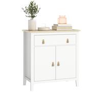 Sideboard White 80x40x90cm Solid Particleboard Wood-Effect Top Drawer Shelf Tall