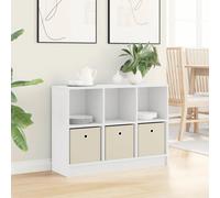 Sideboard White 88.5x27.5x63.5cm Engineered Wood 3 Drawers Modern Recessed Style