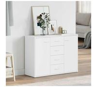 Sideboard White 88x30x65cm Engineered Wood 4 Drawers 2 Doors Minimalist Storage