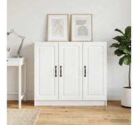 Sideboard White 89x34.5x77cm Engineered Wood Mod Compact 3-Door Storage Cabinet