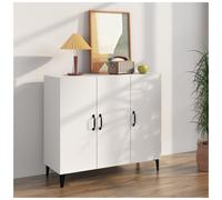 Sideboard White 90x34x80 cm Engineered Wood 3-Door Minimalist Storage Slim Unit