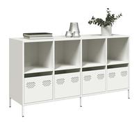 Sideboard White Cold-Rolled Steel 135x39x73.5 cm 4-Drawer Metal Cabinet Console