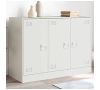 Sideboard White Cold-Rolled Steel 99x39x73 cm 3-Door 6-Compartment Slim Storage