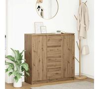 Sideboard White Engineered Wood 100.5x35x98.5cm 2 Doors 4 Drawers Storage Modern
