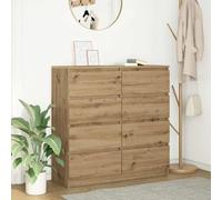 Sideboard White Engineered Wood 100x35x99 cm Minimalist Slim Storage Eco Cabinet
