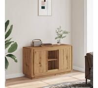 Sideboard White Engineered Wood 102x35x60 cm 6-Compartment Artisan Oak SmoothFin
