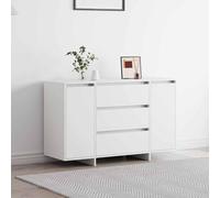 Sideboard White Engineered Wood 120x41x75 cm 3 Drawers 2 Doors Modern ConsoleUK