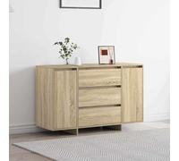 Sideboard White Engineered Wood 120x41x75cm 3 Drawers 2 Doors Modern Slim Design