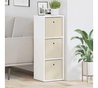 Sideboard White Engineered Wood 30.5x27x84.5cm 3-Drawer Recessed Handles SlimTop