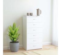 Sideboard White Engineered Wood 50x34x96 cm 6-Drawer Storage Chest Modern Narrow