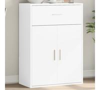 Sideboard White Engineered Wood 60x30x84 cm Brown Oak Top Compact Storage 2Doors