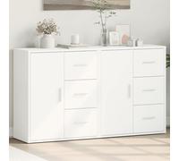 Sideboard White Engineered Wood 60x31x70 cm Slim Modern 2-Piece Storage Cabinet