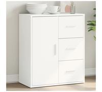 Sideboard White Engineered Wood 60x31x70cm 3 Drawer 1 Door Modern Sleek Storage
