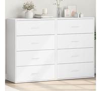 Sideboard White Engineered Wood 60x31x84 cm Storage Cabinet High Gloss 2pc set