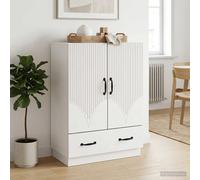 Sideboard White Engineered Wood 66 x 34.5 x 92 cm 1 Drawer 2 Doors Ample Storage