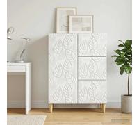 Sideboard White Engineered Wood 66x34.5x90cm 3 Drawer 1 Door Vintage Eucalyptus