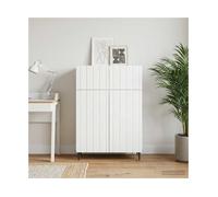 Sideboard White Engineered Wood 66x34.5x92 cm 1 Drawer 2 Doors Black Legs Edge