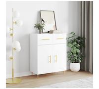 Sideboard White Engineered Wood 69.5x34x90cm 2 Doors 1 Drawer Gold Legs ScandiUK
