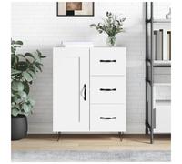 Sideboard White Engineered Wood 69.5x34x90cm 3 Drawers 2 Doors Hairpin Legs Slim