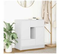 Sideboard White Engineered Wood 70.5x34x74.5 cm 2 Doors 2 Drawers Storage Slim.