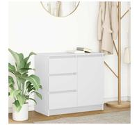 Sideboard White Engineered Wood 71x35x65cm 1 Door 3 Drawers Adjustable Layout 2