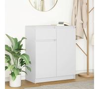 Sideboard White Engineered Wood 71x35x84 cm 2 Doors 1 Drawer Storage Wall Fixing