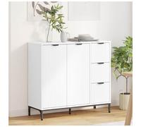 Sideboard White Engineered Wood 89.5x33x82cm 3 Drawers 2 Doors Modern Minimal TV